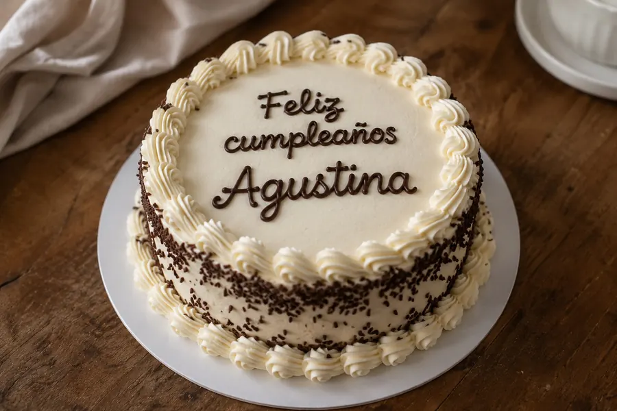 Torta por encargo decorada con crema y chocolate